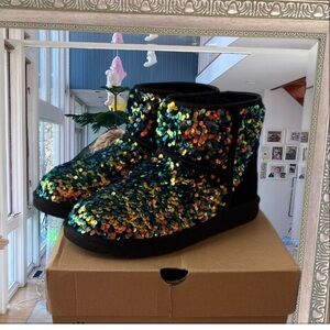 UGG Black and Multicolor Sequin Boots